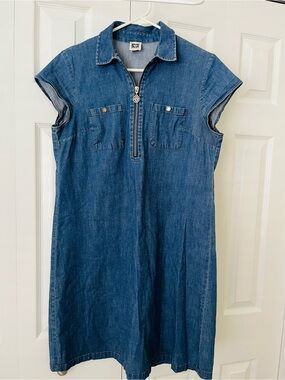 Anne Klein Blue Denim Mini Dress with Zip Front